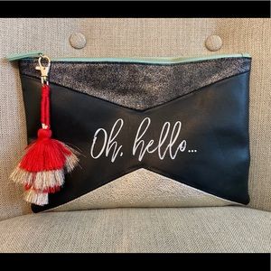 NWOT Anthropologie “Oh Hello” clutch, bag w/tassel
